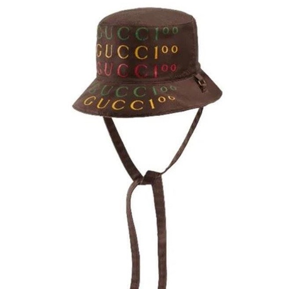 Gucci: 100th Anniversary Reversible Brown Bucket Hat - Picture 5 of 16